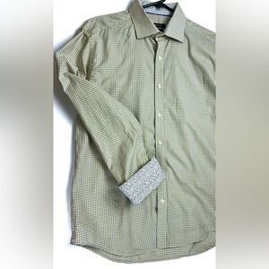 Bugatchi Shape Fit Checked Yellow and Blue Shirt